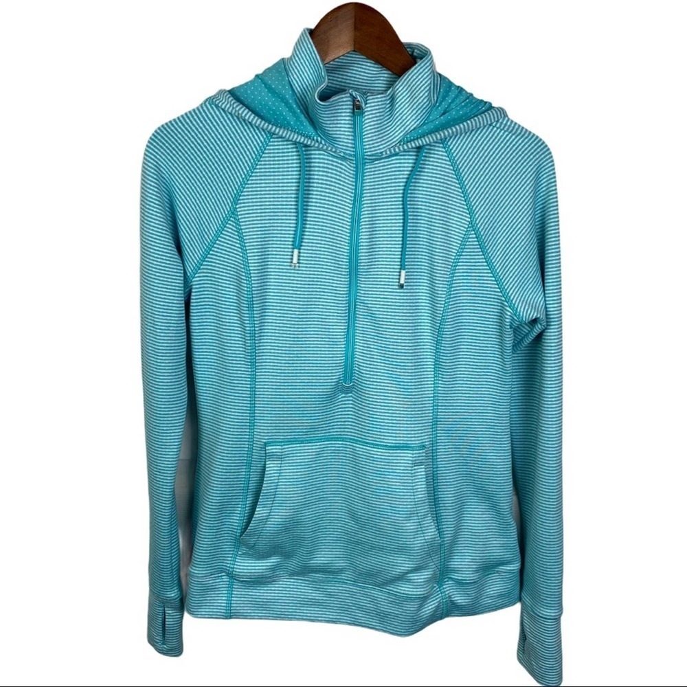Tangerine Half Zip Striped Hoodie Size Small
